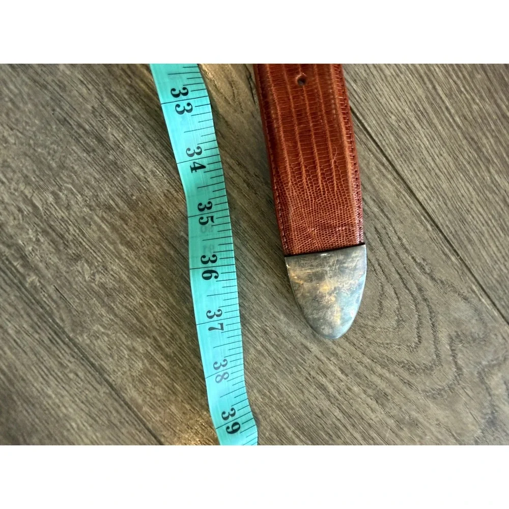Bari Reias Vintage Genuine Lizard Leather Western‎ Belt Cognac Brown Size 30 USA